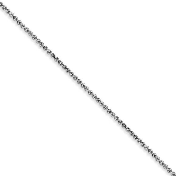 1mm 10k White Gold Solid Cable Chain Necklace, 16 Inch - Picture 1 of 8